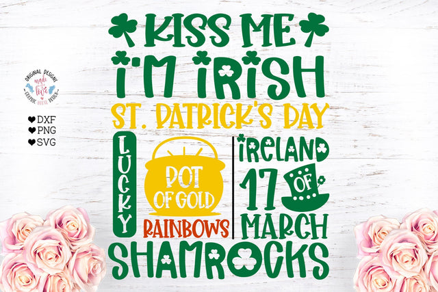 St Patricks Subway Art - Kiss me I'm Irish Cut File SVG Graphic House Design 