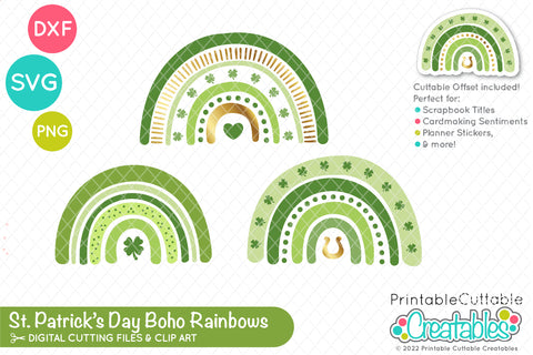 St. Patty's Boho Rainbow SVG Set SVG Printable Cuttable Creatables 