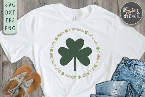 St. Pattys Day Circle SVG - SVG, PNG, EPS, DXF, Cut File SVG Style and Stencil 