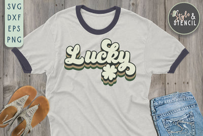 St. Pattys Day Lucky Retro SVG - SVG, PNG, EPS, DXF, Cut SVG Style and Stencil 