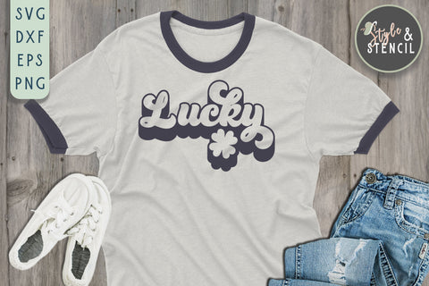 St. Pattys Day Lucky Retro SVG - SVG, PNG, EPS, DXF, Cut SVG Style and Stencil 