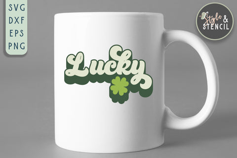 St. Pattys Day Lucky Retro SVG - SVG, PNG, EPS, DXF, Cut SVG Style and Stencil 