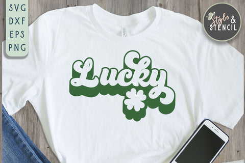St. Pattys Day Lucky Retro SVG - SVG, PNG, EPS, DXF, Cut SVG Style and Stencil 