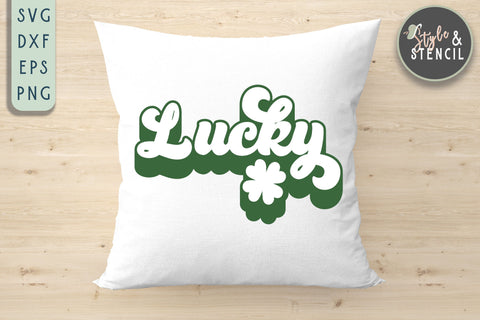 St. Pattys Day Lucky Retro SVG - SVG, PNG, EPS, DXF, Cut SVG Style and Stencil 