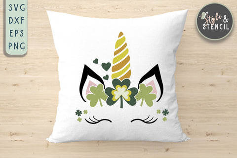 St. Pattys Unicorn SVG - SVG, PNG, EPS, DXF, Cut File SVG Style and Stencil 