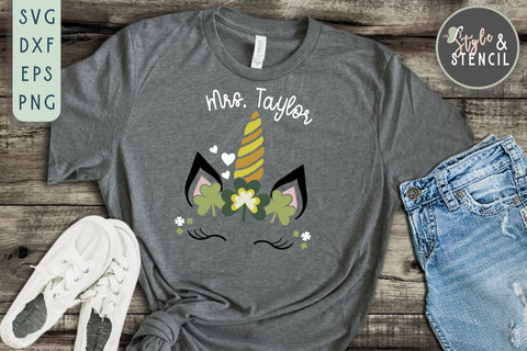 St. Pattys Unicorn SVG - SVG, PNG, EPS, DXF, Cut File SVG Style and Stencil 