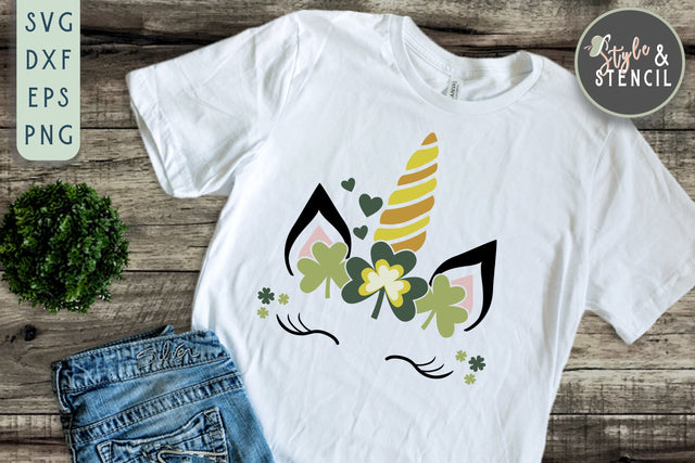 St. Pattys Unicorn SVG - SVG, PNG, EPS, DXF, Cut File SVG Style and Stencil 
