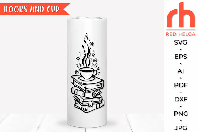 Stack of Books SVG - Coffee Mug Cut File SVG RedHelgaArt 