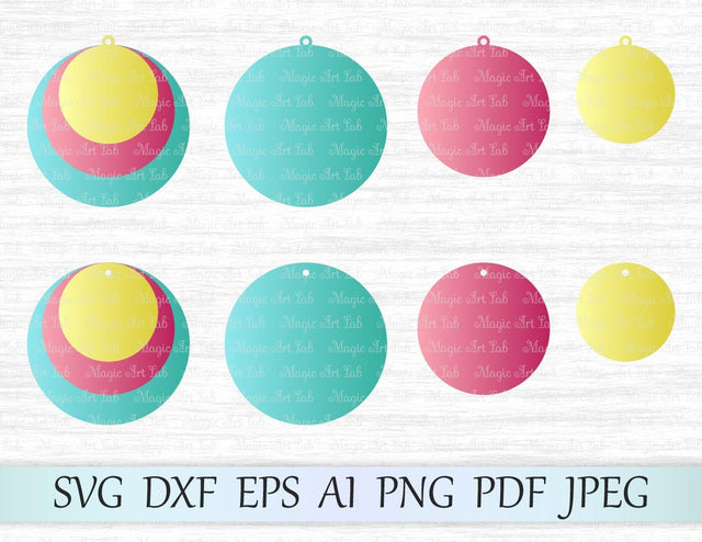 Stacked circle earrings cut files SVG MagicArtLab 