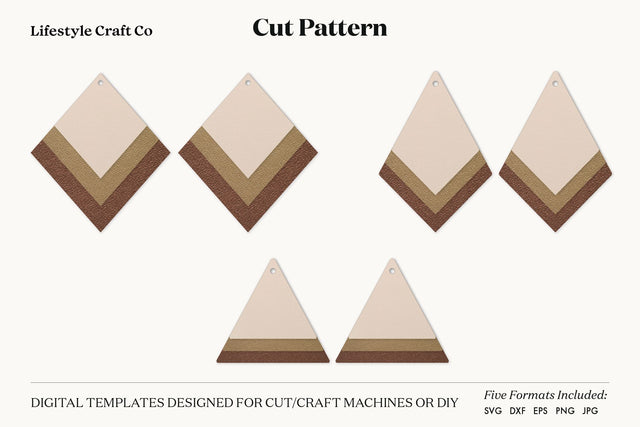 Stacked Diamond Earring SVG, Faux Leather Earring Templates, Cricut cut file SVG Lifestyle Craft Co 