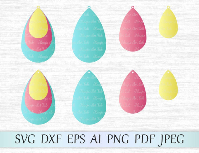 Stacked drop earrings cut files SVG MagicArtLab 