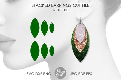 Stacked earrings, SVG, faux leather earrings template SVG Artisan Craft SVG 