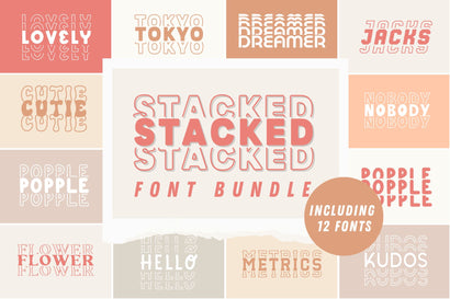 Stacked Font Bundle 12 Fonts Included Font Cotton White Studio 