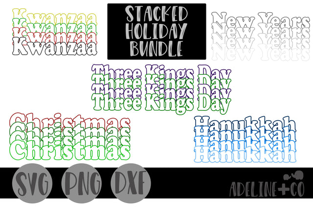 Stacked holiday bundle SVG Adeline&co 