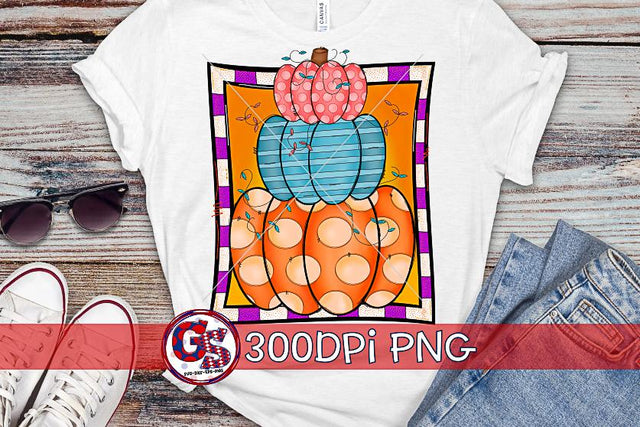 Stacked Pumpkin Frame PNG for Sublimation-Halloween PNG Sublimation Greedy Stitches 