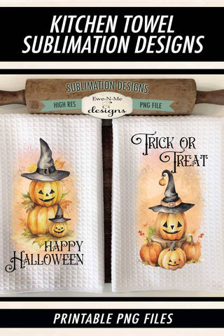 Stacked Pumpkin Halloween Kitchen Towel Sublimation Designs Sublimation Ewe-N-Me Designs 
