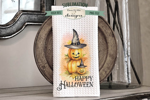 Stacked Pumpkin Halloween Kitchen Towel Sublimation Designs Sublimation Ewe-N-Me Designs 