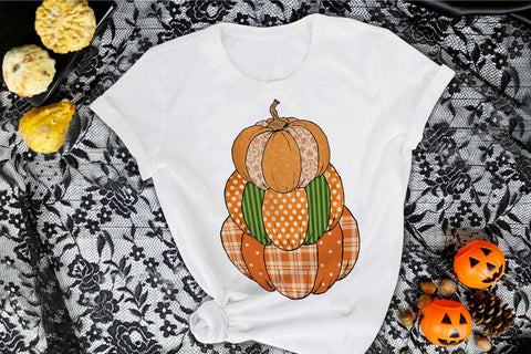 Stacked Pumpkin Sublimation Design SVG Digital Honeybee 