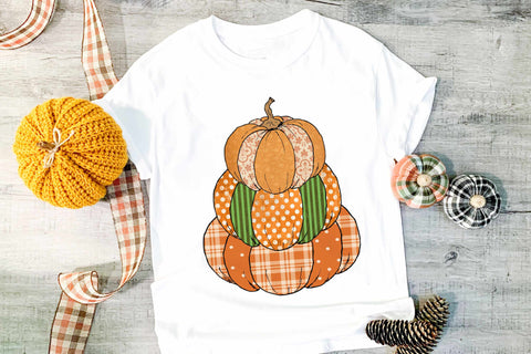 Stacked Pumpkin Sublimation Design SVG Digital Honeybee 