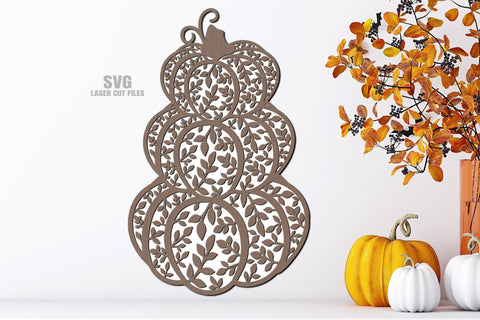 Stacked Pumpkin SVG | Fall Leaves SVG | Fall Sign Laser Cut Files SVG Cloud9Design 