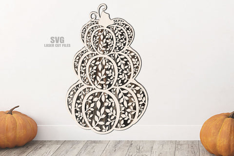 Stacked Pumpkin SVG | Fall Leaves SVG | Fall Sign Laser Cut Files SVG Cloud9Design 