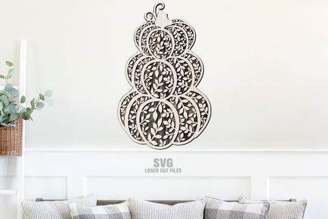 Stacked Pumpkin SVG | Fall Leaves SVG | Fall Sign Laser Cut Files SVG Cloud9Design 