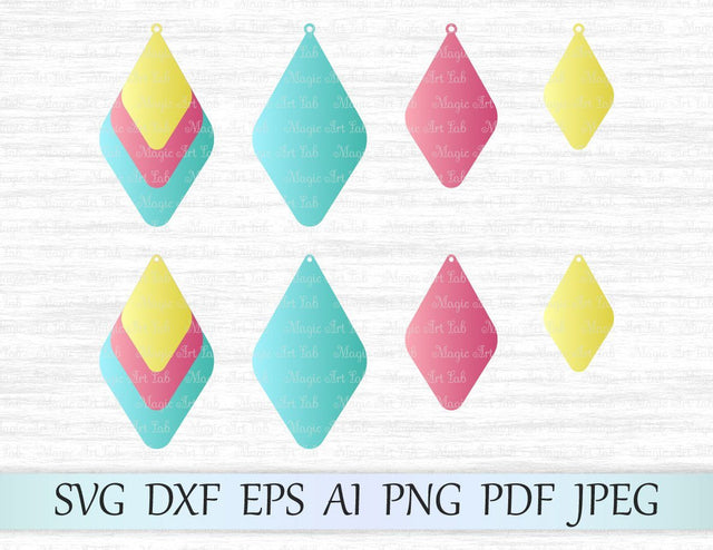 Stacked rhombus earrings cut files SVG MagicArtLab 