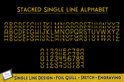Stacked Single Line Alphabet - Foil Quill - Sketch - Laser SVG Stacy's Digital Designs 