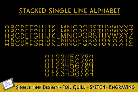 Stacked Single Line Alphabet - Foil Quill - Sketch - Laser SVG Stacy's Digital Designs 
