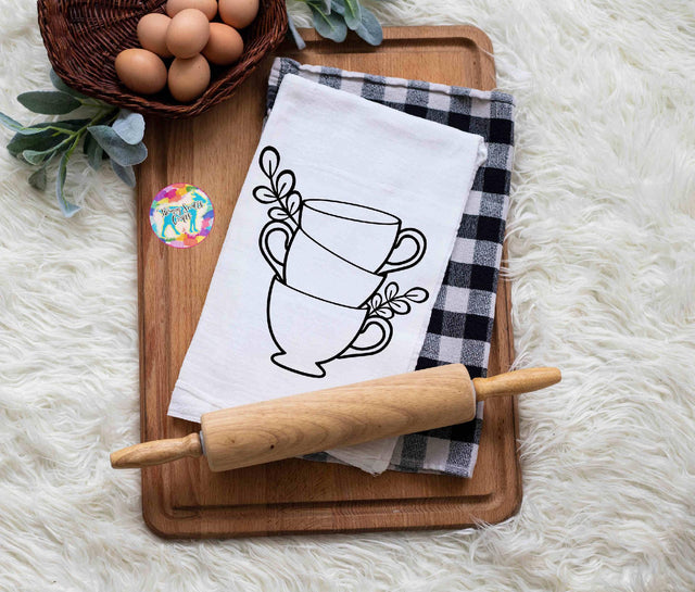 Stacked Tea Cups - Hand drawn SVG SVG Twiggy Smalls Crafts 