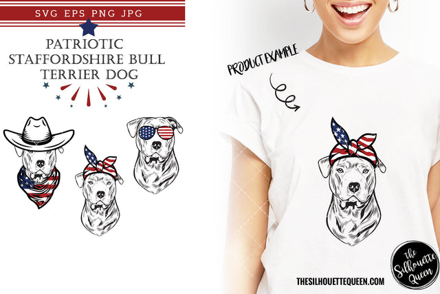 Staffordshire Bull Terrier Dog Patriotic Cut files and Sublimation SVG Loveleen Kaur 