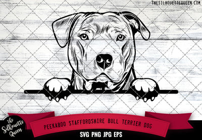 Staffordshire Bull Terrier Peek A Boo | Peekaboo | Peeking Dog Face SVG for Glowforge, Cricut, Laser, Silhouette, Scan n cut files SVG Loveleen Kaur 
