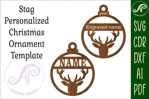 Stag Christmas Ornament SVG laser cut SVG APInspireddesigns 