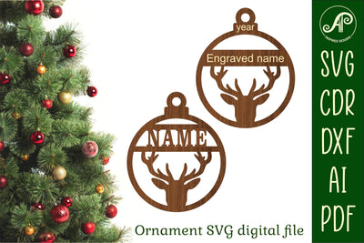 Stag Christmas Ornament SVG laser cut SVG APInspireddesigns 