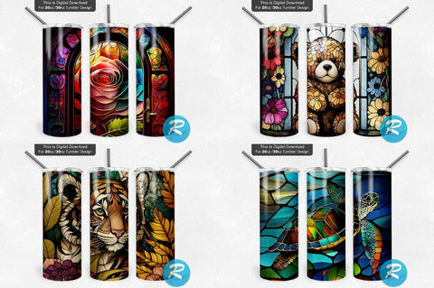 Stain Glass window Tumbler Bundle Sublimation Regulrcrative 