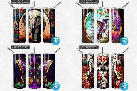 Stain Glass window Tumbler Bundle Sublimation Regulrcrative 