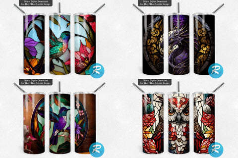 Stain Glass window Tumbler Bundle Sublimation Regulrcrative 