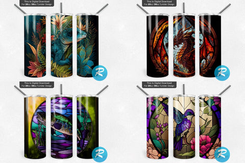 Stain Glass window Tumbler Bundle Sublimation Regulrcrative 