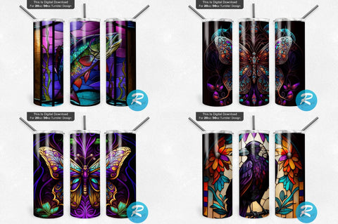 Stain Glass window Tumbler Bundle Sublimation Regulrcrative 