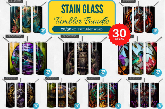 Stain Glass window Tumbler Bundle Sublimation Regulrcrative 