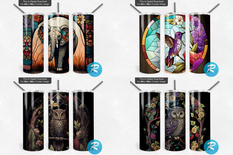 Stain Glass window Tumbler Bundle Sublimation Regulrcrative 
