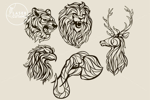 STAINED GLASS ANIMALS Bundle of Files for Laser Cutting Wood, Metal or Cricut SVG LaserCutano 