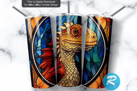Stained Glass Bearded Dragon 20 oz / 30 oz Tumbler PNG Sublimation Regulrcrative 