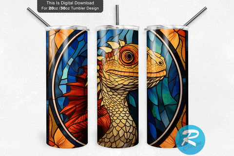 Stained Glass Bearded Dragon 20 oz / 30 oz Tumbler PNG Sublimation Regulrcrative 