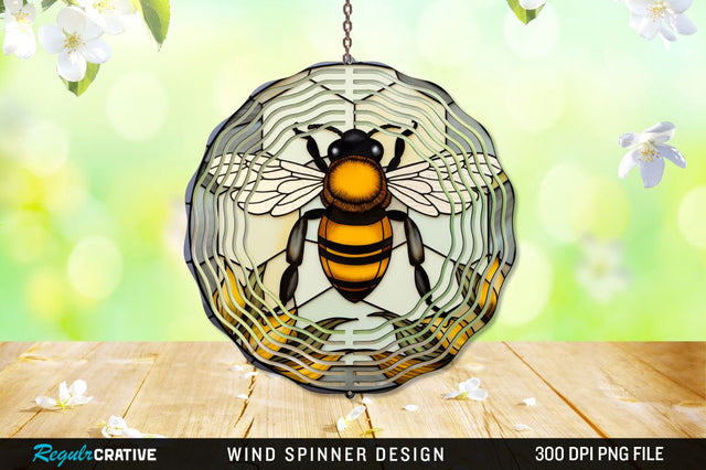Stained Glass Bee PNG Wind Spinner Sublimation Regulrcrative 