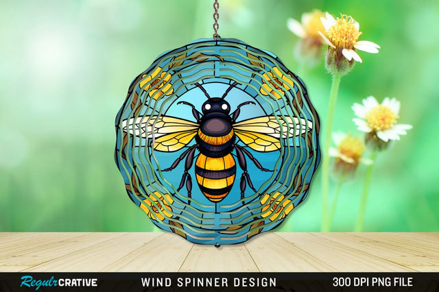 Stained Glass Bee PNG Wind Spinner Sublimation Regulrcrative 