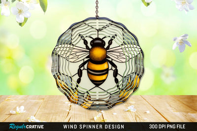 Stained Glass Bee PNG Wind Spinner Sublimation Regulrcrative 