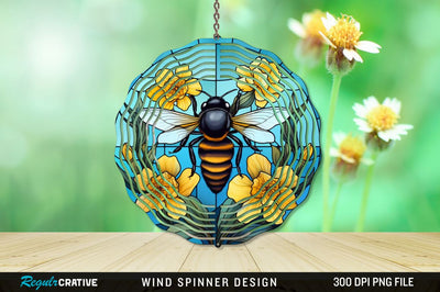 Stained Glass Bee PNG Wind Spinner Sublimation Regulrcrative 