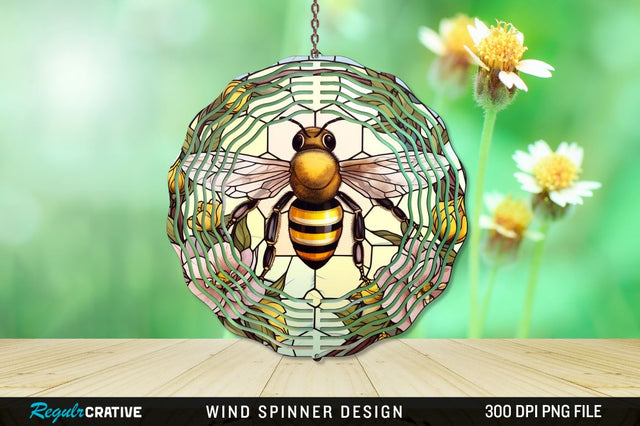 Stained Glass Bee PNG Wind Spinner Sublimation Regulrcrative 