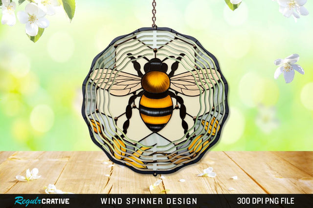 Stained Glass Bee PNG Wind Spinner Sublimation Regulrcrative 